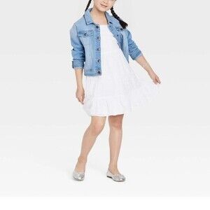 Girls' Tie-Back Sleeveless Woven Dress - Cat & Jack White Size L(10-12)